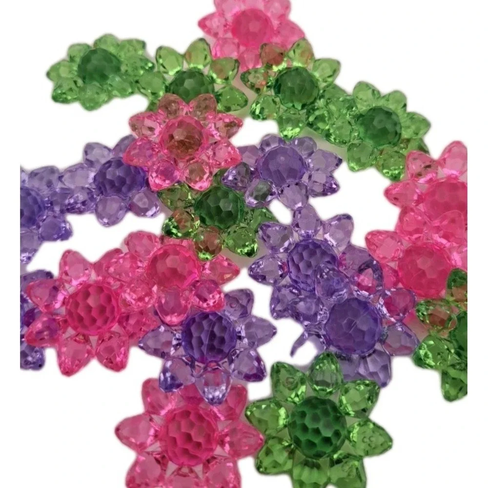 21 Mixed Color Transparent Acrylic Sunflower Beads 25mm Shoe Hair Craft Cake Top